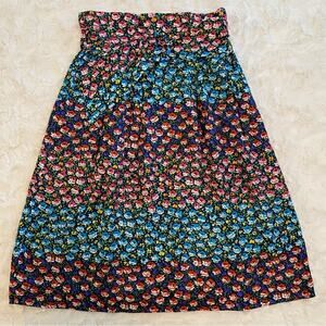 J.Crew Collection Women's Silk Midi Skirt Size XS Floral Ratti Midnight Belted